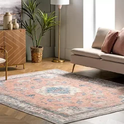 Eleanor Medallion Washable Area Rug, 4x6