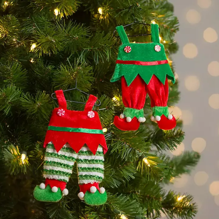 Elf Outfit Christmas Ornaments, Set of 2