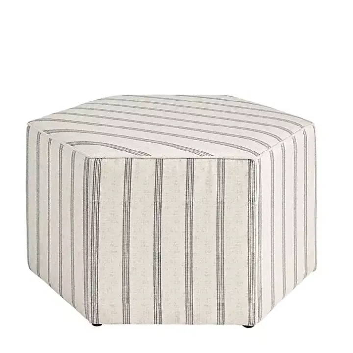 Ellen Navy Stripe Martha Stewart Cocktail Ottoman