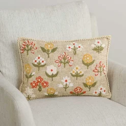 Embroidered Floral Delaney Lumbar Pillow
