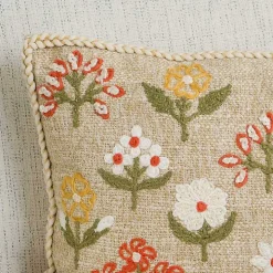 Embroidered Floral Delaney Lumbar Pillow