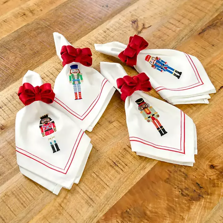 Embroidered Nutcracker Napkins, Set of 4