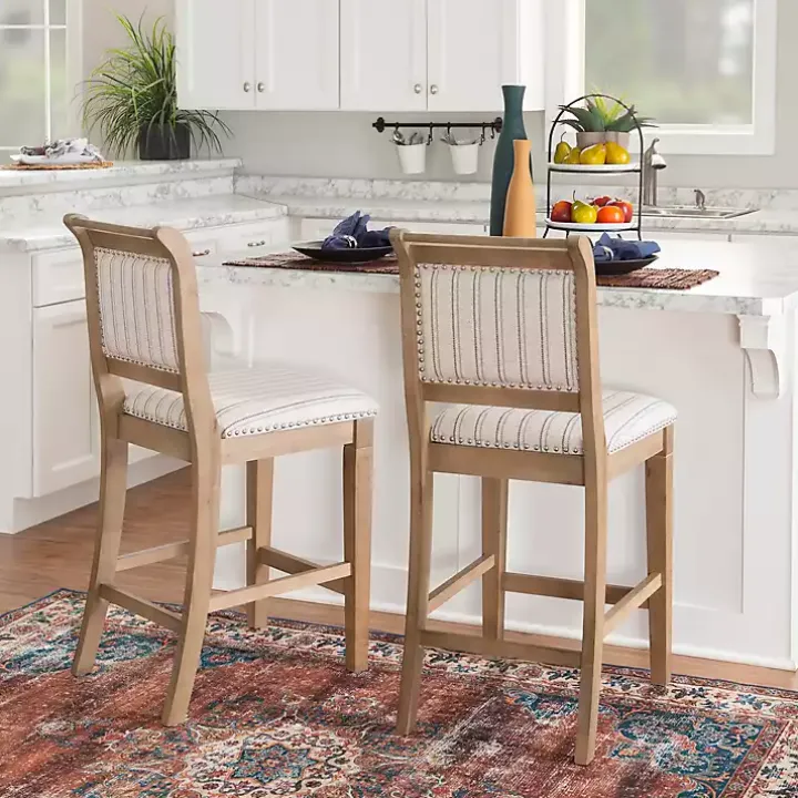 Emma Gray Counter Stool with Nailhead Trim