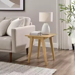 English Oak Wood Minimalist Accent Table