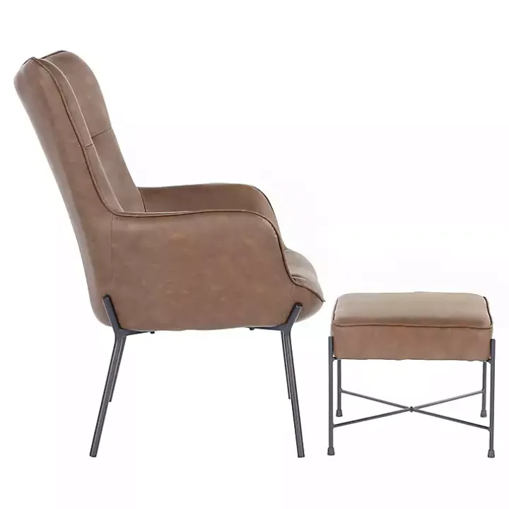 Espresso Faux Leather 2-pc. Chair and Ottoman Set