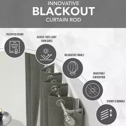 Espresso Metal Blackout Finial Curtain Rod, 36 in.