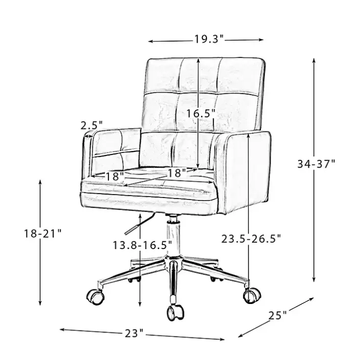 Espresso Tufted Faux Leather Swivel Office Chair