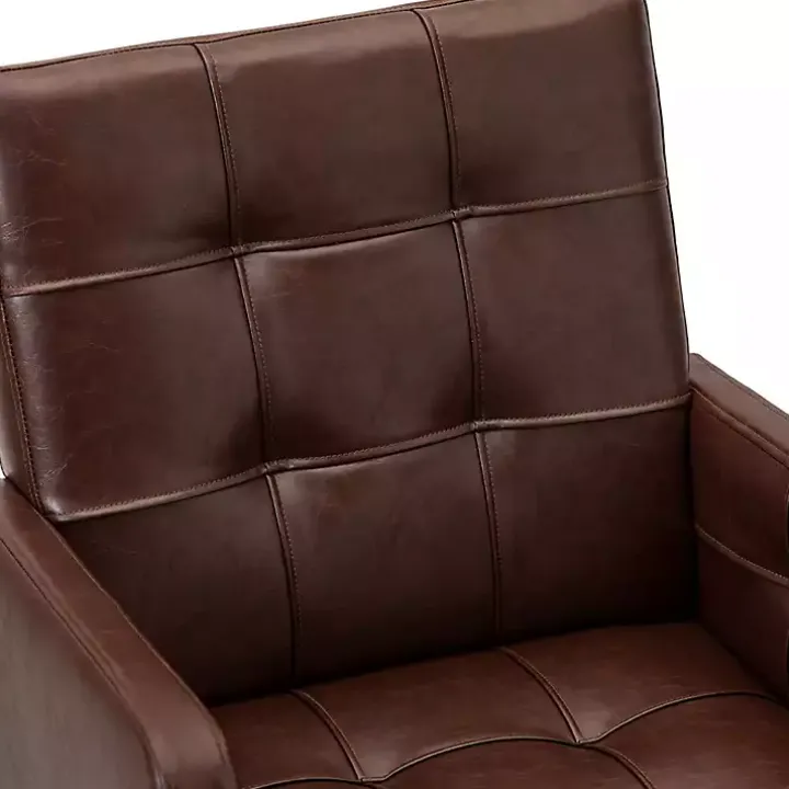 Espresso Tufted Faux Leather Swivel Office Chair