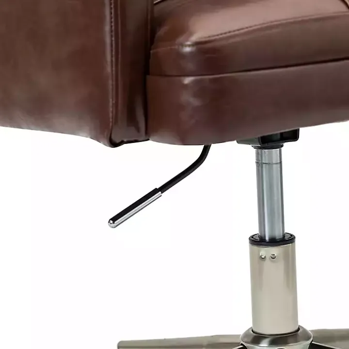 Espresso Tufted Faux Leather Swivel Office Chair