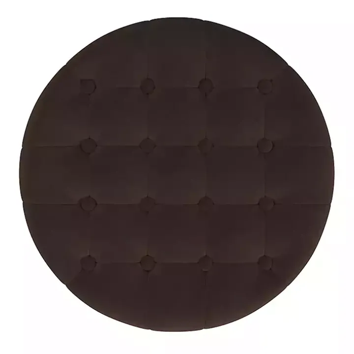 Espresso Velvet Tufted Storage Ottoman