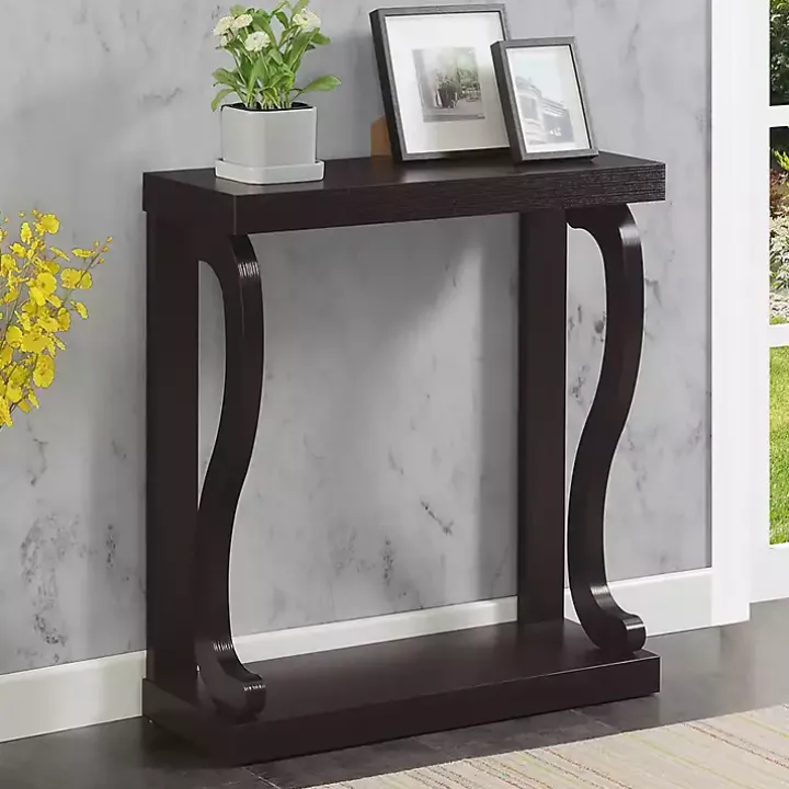 Espresso Wood Curved Sides Console Table