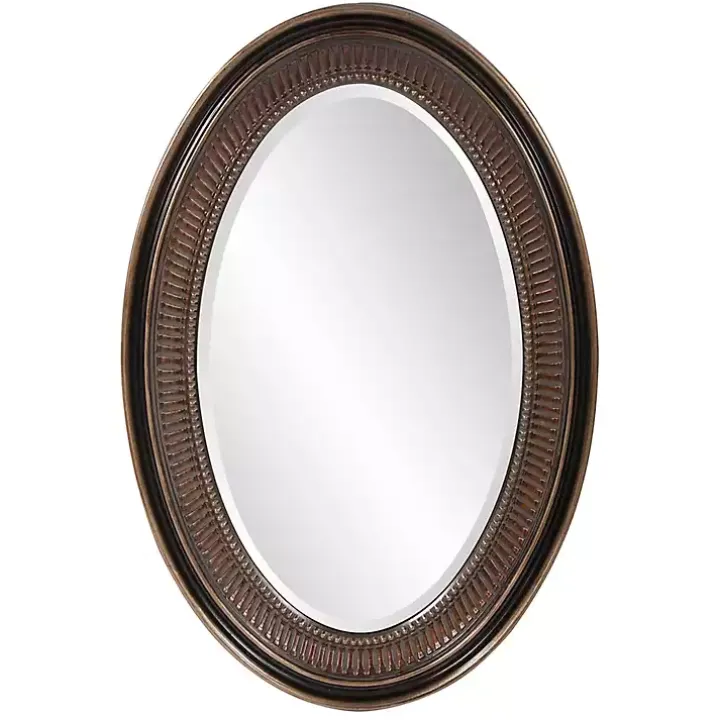 Ethan Bronze Ribbed Oval Wall Mirror