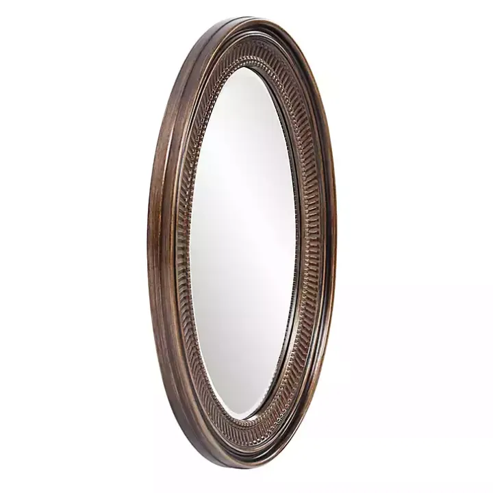 Ethan Bronze Ribbed Oval Wall Mirror