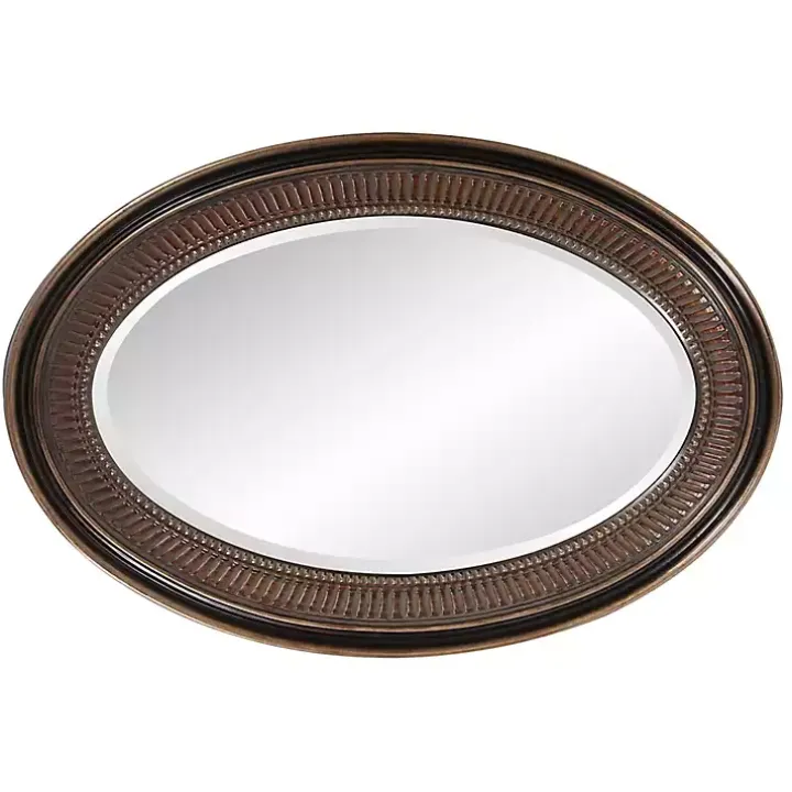 Ethan Bronze Ribbed Oval Wall Mirror