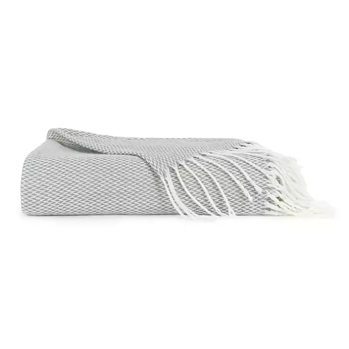 Eucalyptus Green Herringbone Throw with Fringe