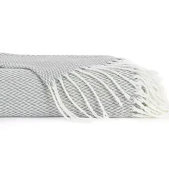 Eucalyptus Green Herringbone Throw with Fringe
