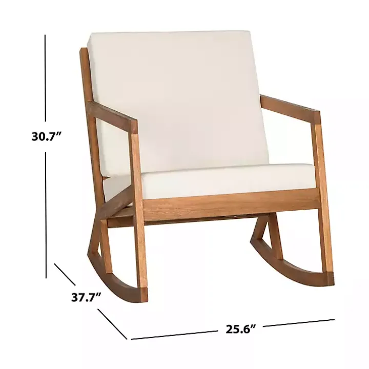 Eucalyptus Wood with Beige Cushion Rocking Chair