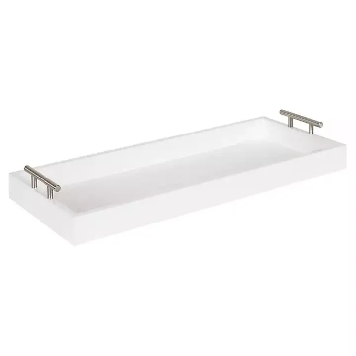 Evelyn White Narrow Decorative Tray
