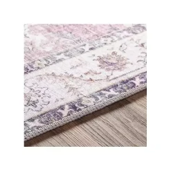 Faded Rouge Bordered Flatweave Runner, 2x7