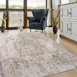 Faded Turkish Indoor/Outdoor Area Rug, 5x7