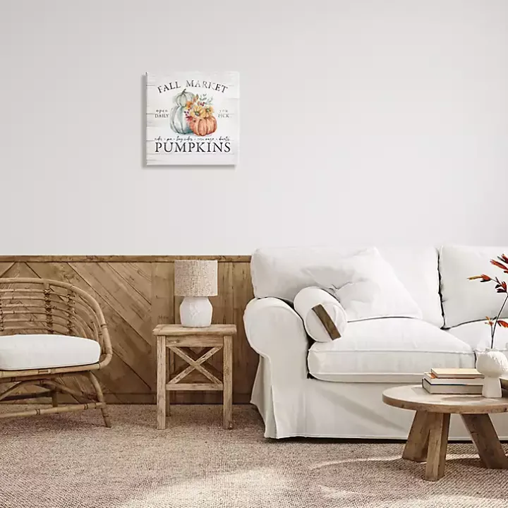 Fall Market Pumpkins Canvas Wall Plaque