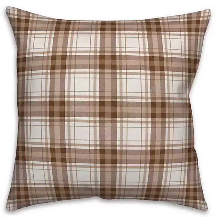 Fall Things with Brown Plaid Back Pillow