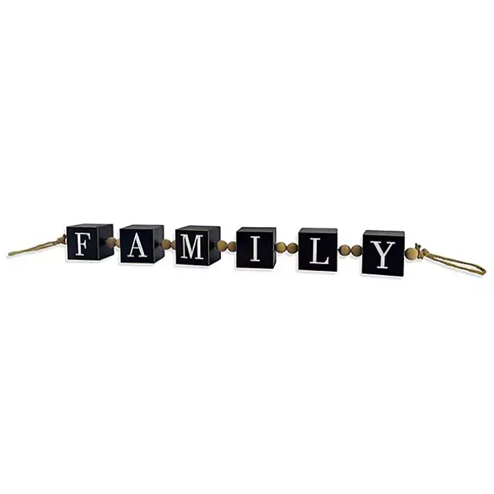 Family Wood Beaded Word Block