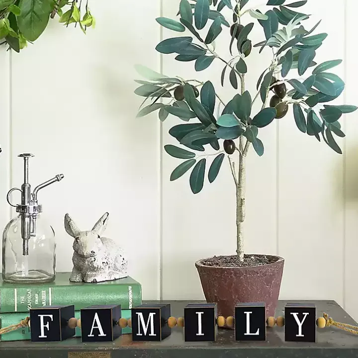 Family Wood Beaded Word Block