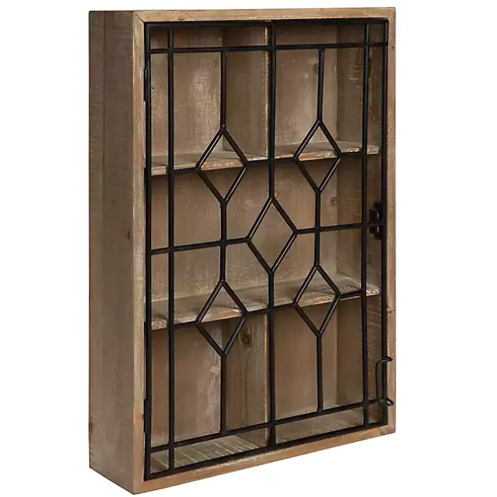 Farmhouse Chic Rustic Wood & Iron Wall Cabinet