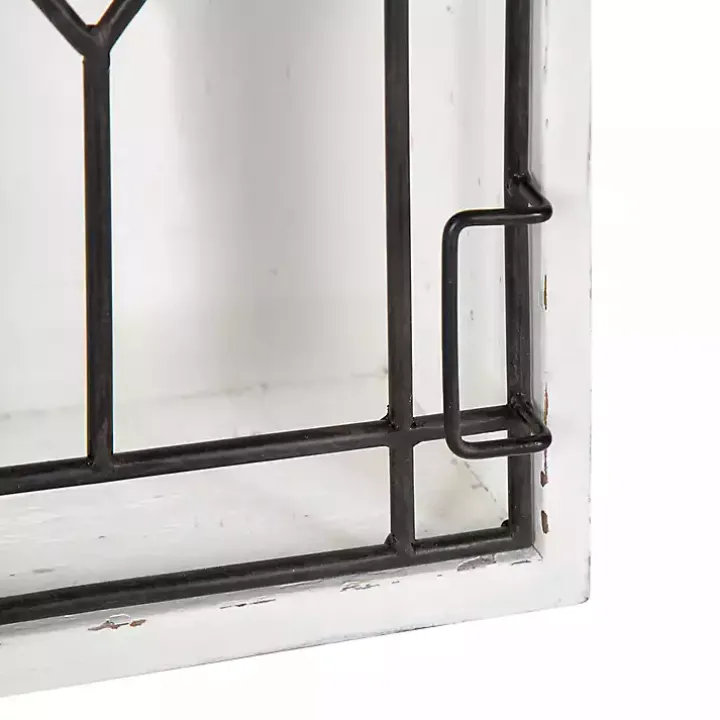 Farmhouse Chic White Wood & Iron Wall Cabinet