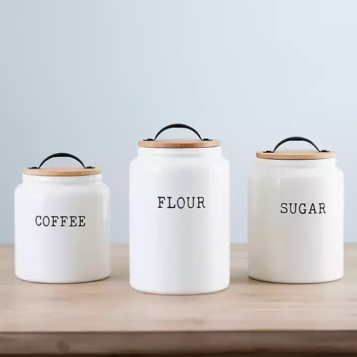 Farmhouse Embossed Kitchen Canisters, Set of 3
