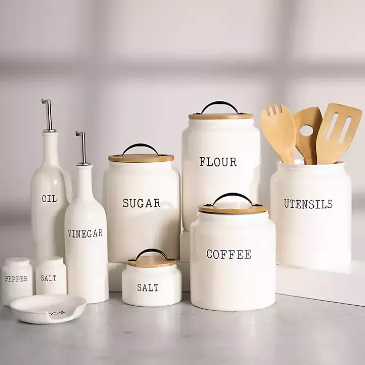 Farmhouse Embossed Kitchen Canisters, Set of 3
