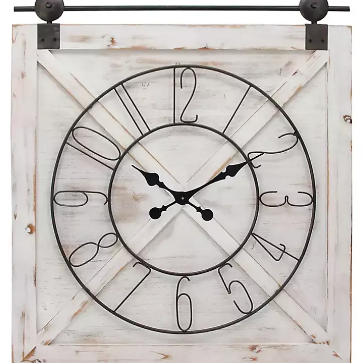 Farmstead Wooden Barn Door Clock