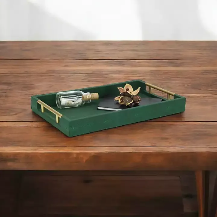 Faux Leather Green Tray