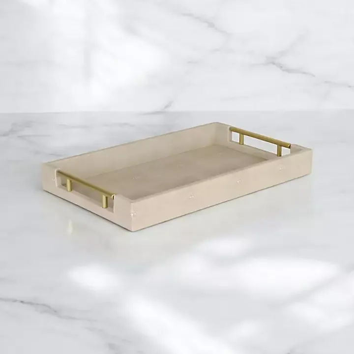 Faux Leather Ivory Tray