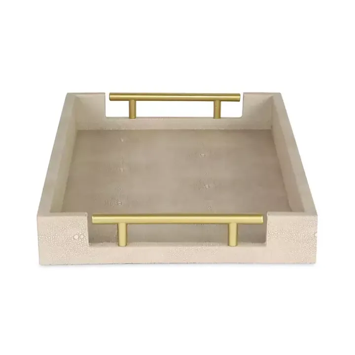Faux Leather Ivory Tray