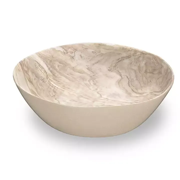 Faux Wood Melamine Serving Bowl