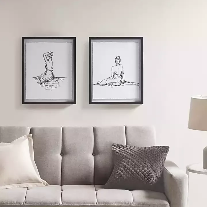Feminine Figures Framed Art Prints, Set of 2