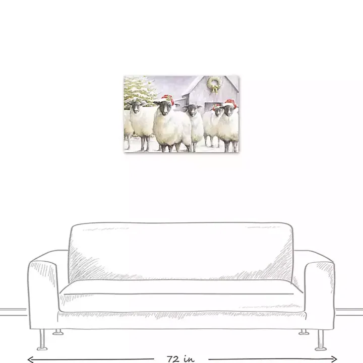 Festive Sheep Christmas Canvas Art Print