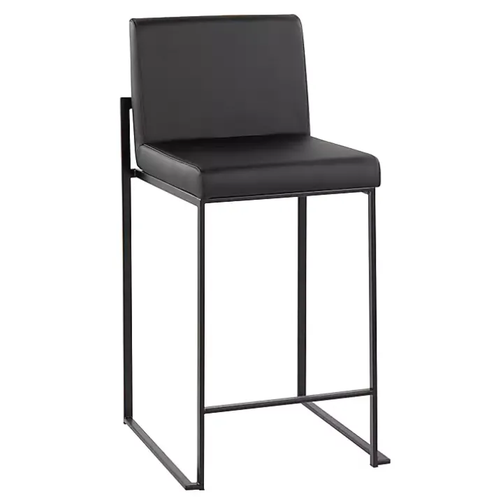 Fiji Black Faux Leather Counter Stools, Set of 3