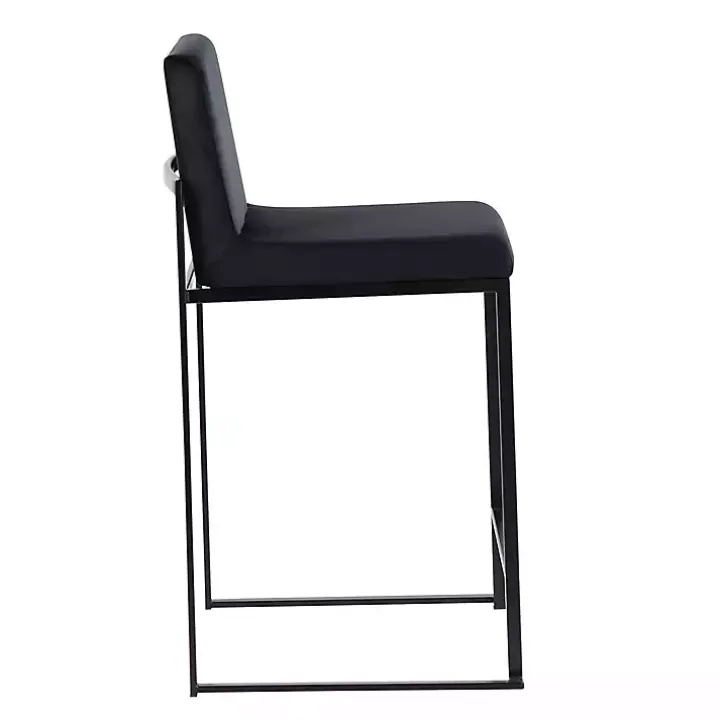 Fiji Black Velvet Counter Stools, Set of 3