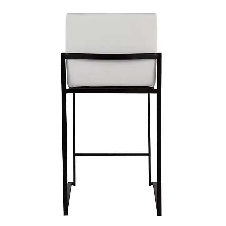Fiji White Faux Leather Counter Stools, Set of 3