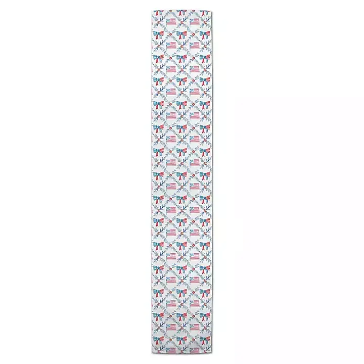 Flags and Bows 4th of July Table Runner, 90 in.