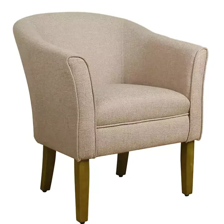 Flax Brown Modern Barrel Accent Chair