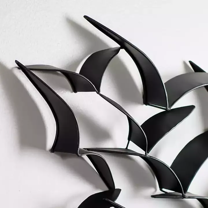 Flock of Birds Black Metal Wall Plaque