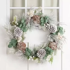 Flocked Eucalyptus and Berry Christmas Wreath