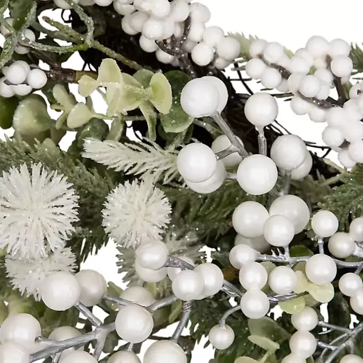 Flocked Eucalyptus and Pine Christmas Wreath