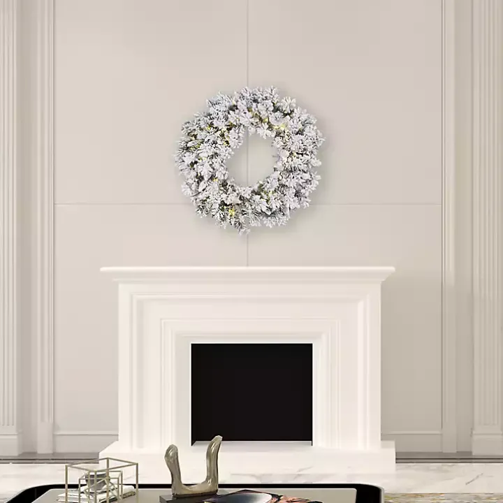 Flocked Snow Italian Warm White Lights Wreath
