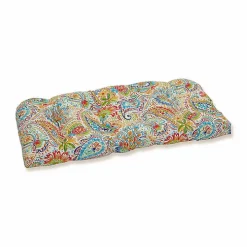 Floral Paisley Tufted Outdoor Settee Cushion