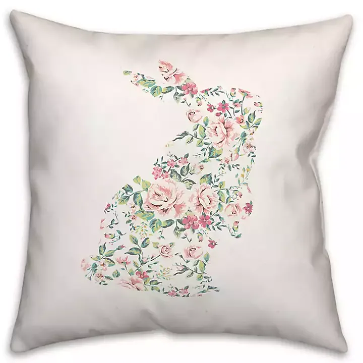 Floral Rabbit Easter Pillow